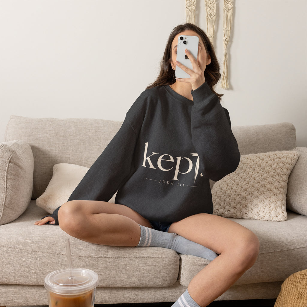 Kept Sweatshirt — Christian Inspirational Crewneck (Jude 1:1)
