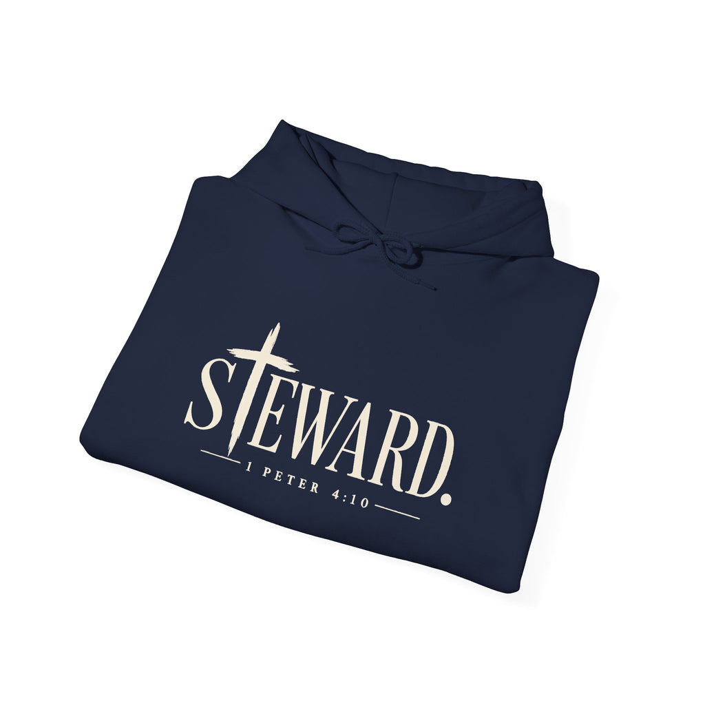 Steward Hoodie — Subtle Cross Graphic Christian Sweatshirt