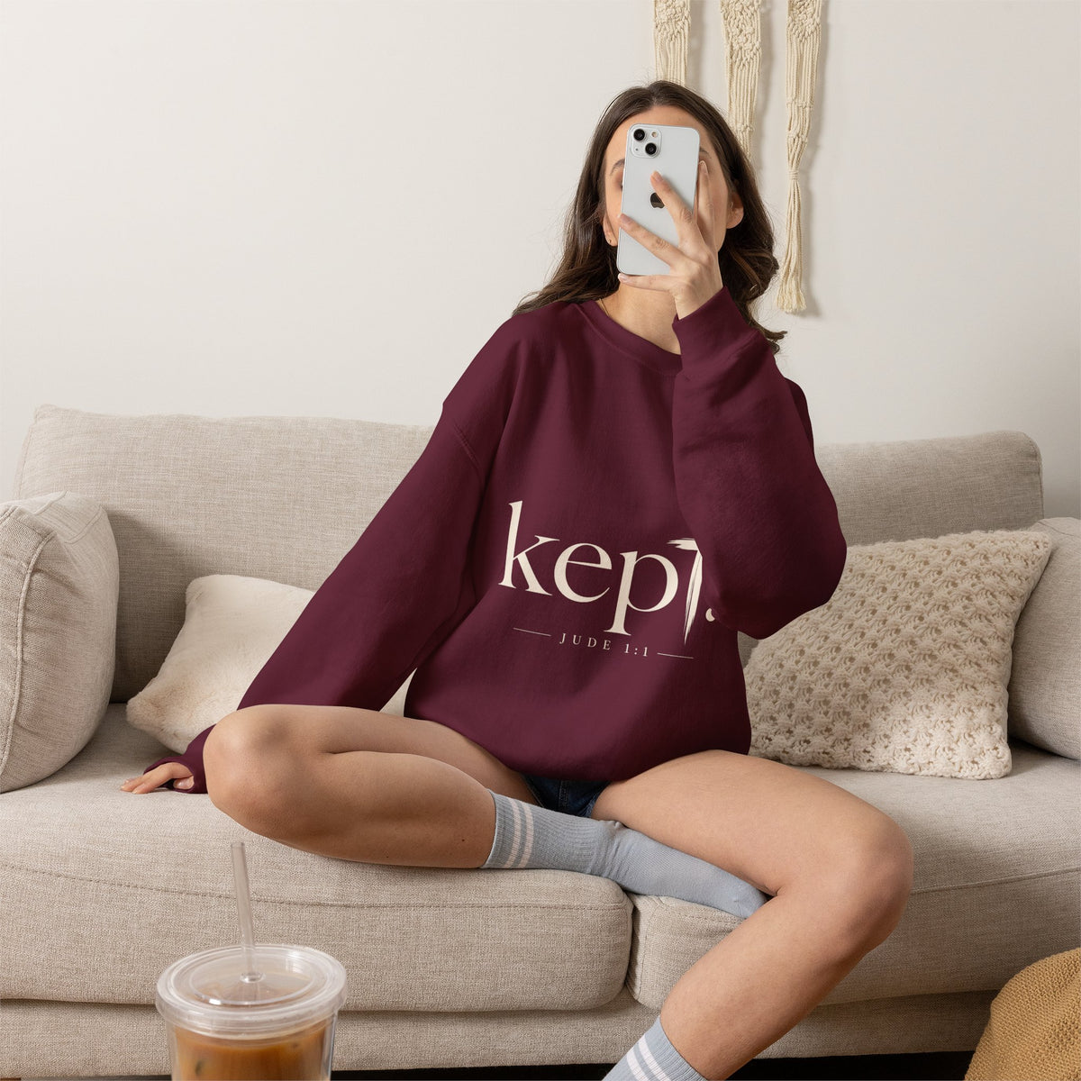 Kept Sweatshirt — Christian Inspirational Crewneck (Jude 1:1)