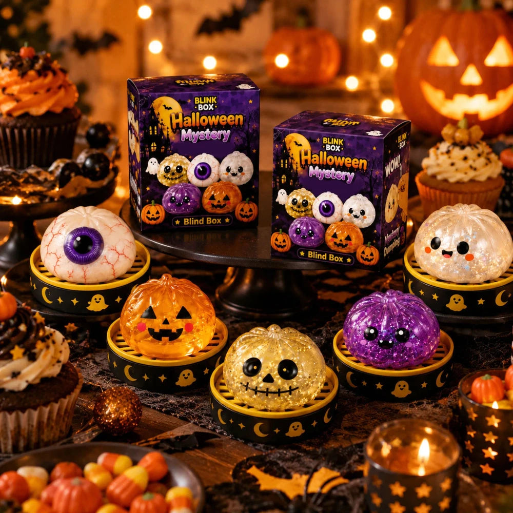 Halloween Cute Scary Ghost Maruko Squishy Squeeze Toy Set, Mini Portable Stress Toy, Sensory Products for Halloween Things, Party Treat Bag Fillers & Mini Gifts