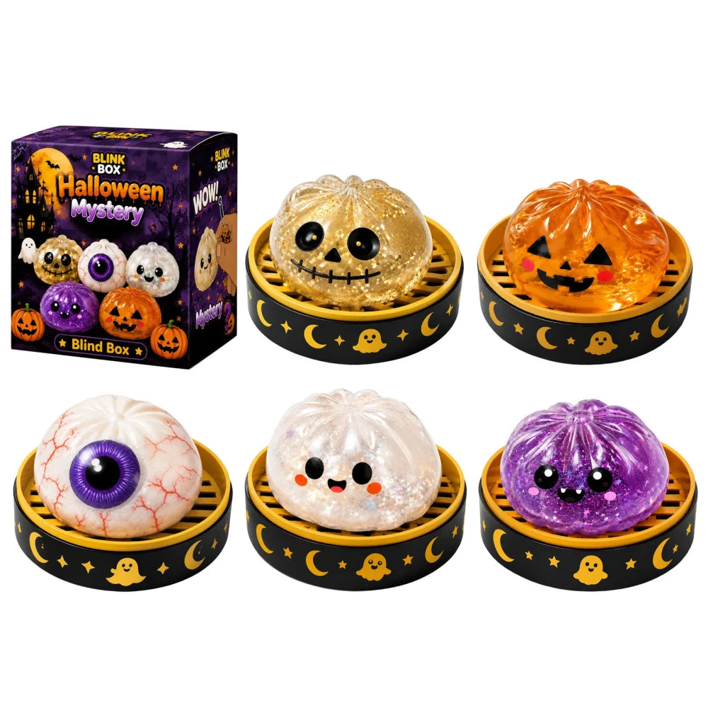 Halloween Cute Scary Ghost Maruko Squishy Squeeze Toy Set, Mini Portable Stress Toy, Sensory Products for Halloween Things, Party Treat Bag Fillers & Mini Gifts
