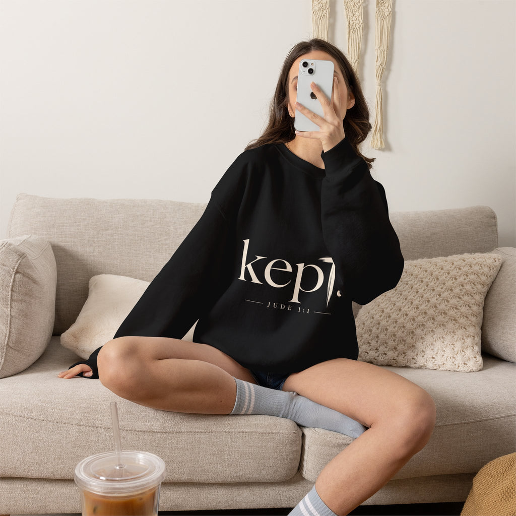 Kept Sweatshirt — Christian Inspirational Crewneck (Jude 1:1)