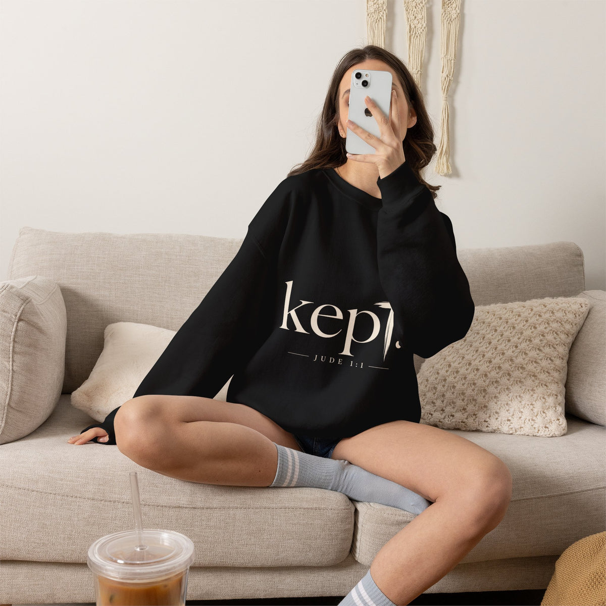 Kept Sweatshirt — Christian Inspirational Crewneck (Jude 1:1)